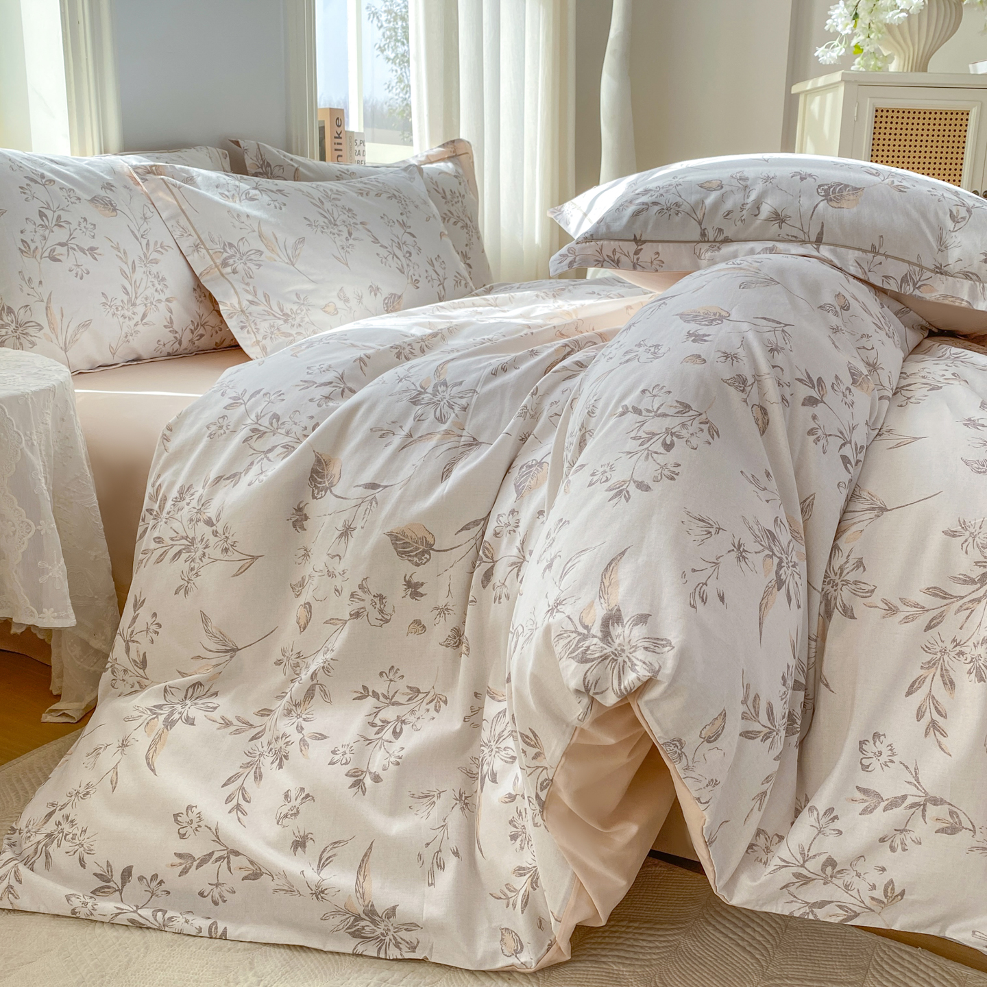 2026新款40支全棉花卉13376数码印花四件套-第二批 花枝笑语