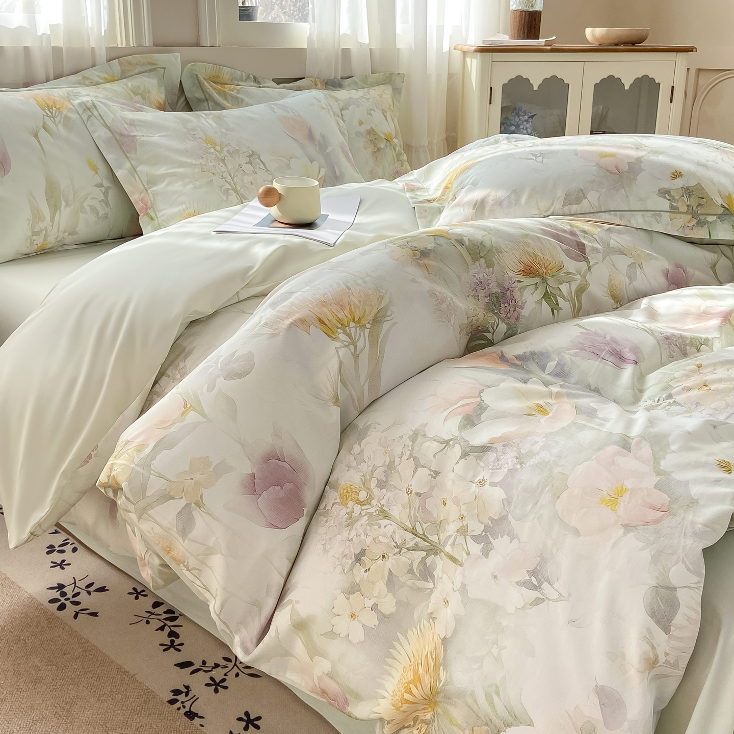 2026新款40支全棉花卉13376数码印花四件套-第一批 明媚