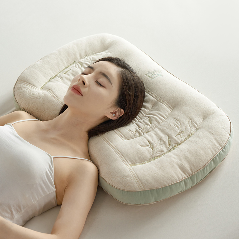 2023新款不可居无竹·棉麻颈椎枕枕头枕芯 48×74cm/单只（侘寂风）
