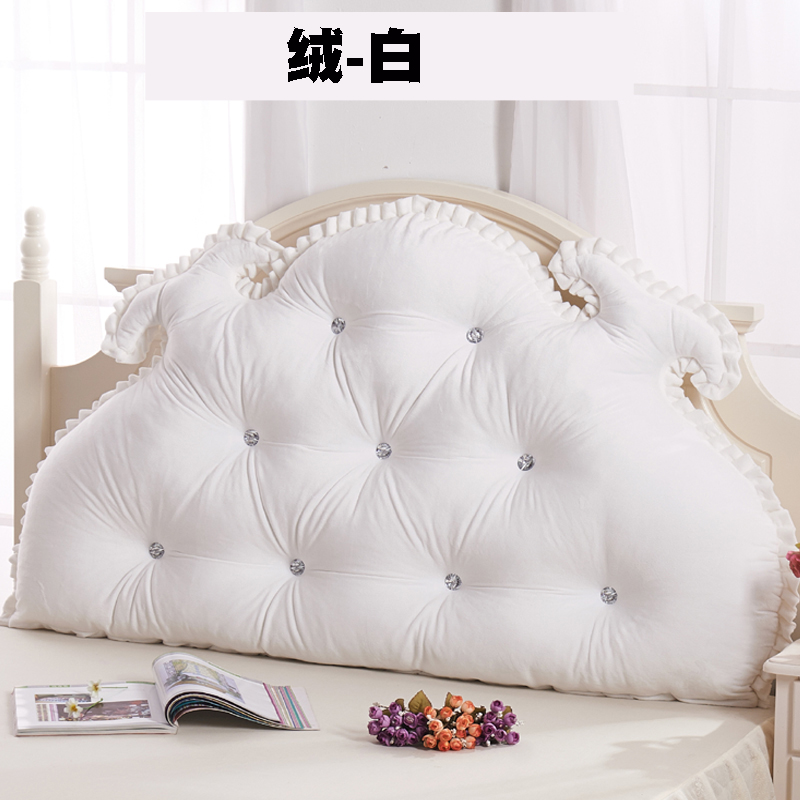 韩版公主天鹅绒床头软包靠垫大靠背 双人靠枕可拆洗 1.5米 绒白