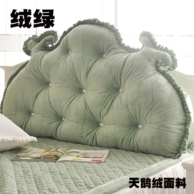 韩版公主天鹅绒床头软包靠垫大靠背 双人靠枕可拆洗 1.5米 绒绿