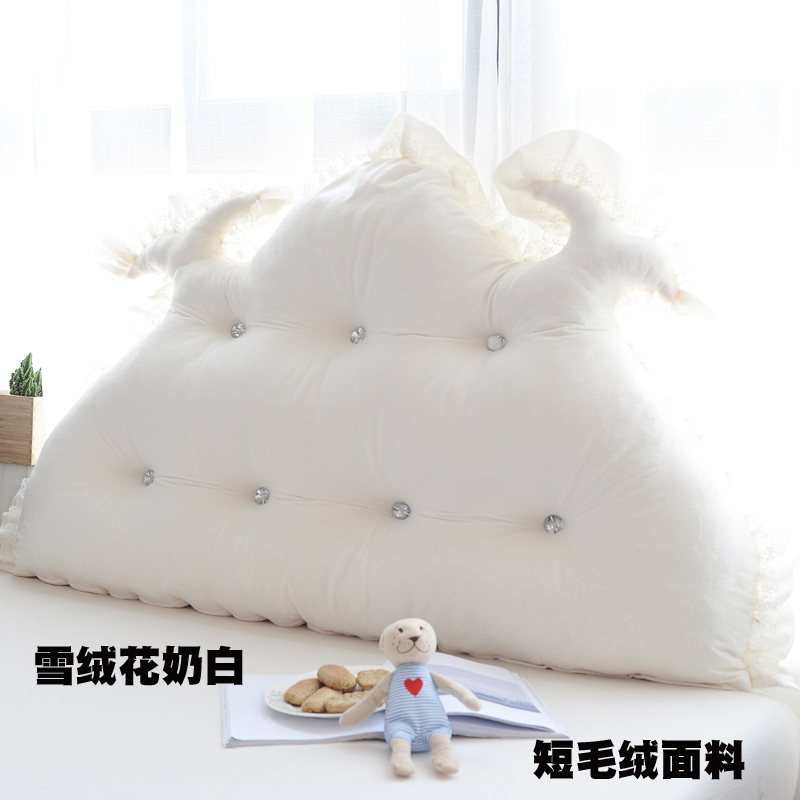 韩版短毛绒靠垫可拆洗床头靠垫沙发靠枕抱枕布艺榻榻米软包 1.5m 雪绒花-奶白