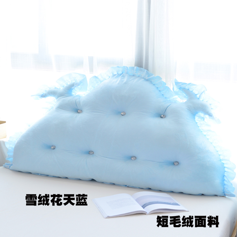 韩版短毛绒靠垫可拆洗床头靠垫沙发靠枕抱枕布艺榻榻米软包 1.5m 雪绒花-天蓝