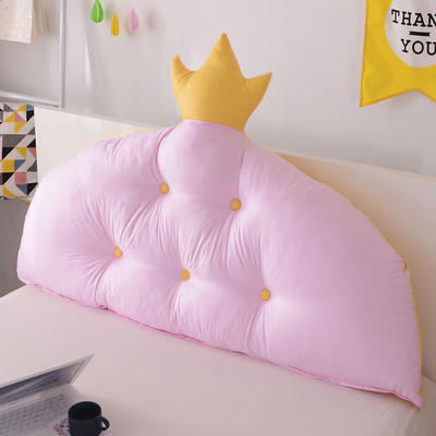 全棉床头靠背宝宝款靠垫可爱卡通床头靠垫（皇冠）可拆洗 1.5米 粉黄