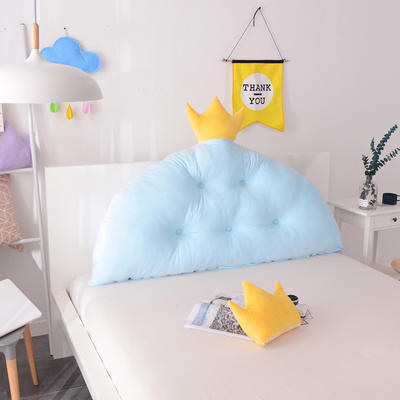 全棉床头靠背宝宝款靠垫可爱卡通床头靠垫（皇冠）可拆洗 1.5米 蓝