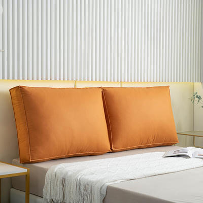 2023新款日系面包块床头靠垫科技布立体床上靠枕沙发靠背榻榻米软包 长70CM高50CM厚18CM单个 莫尼-珊瑚橘