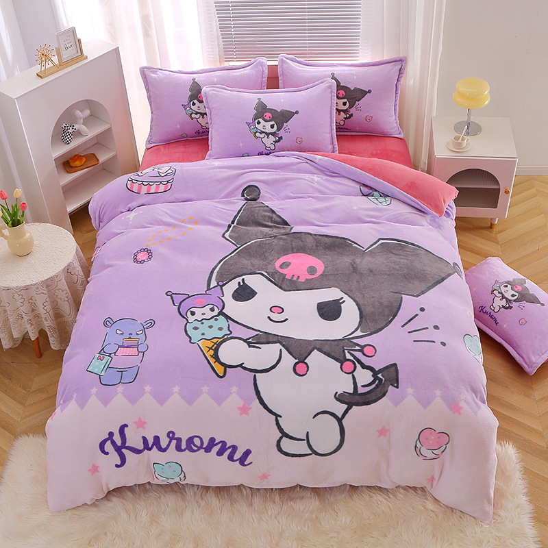 2023新款Hallo Kitty库洛米迪士尼正版卡通牛奶绒四件套 枕套一只 可爱库洛米