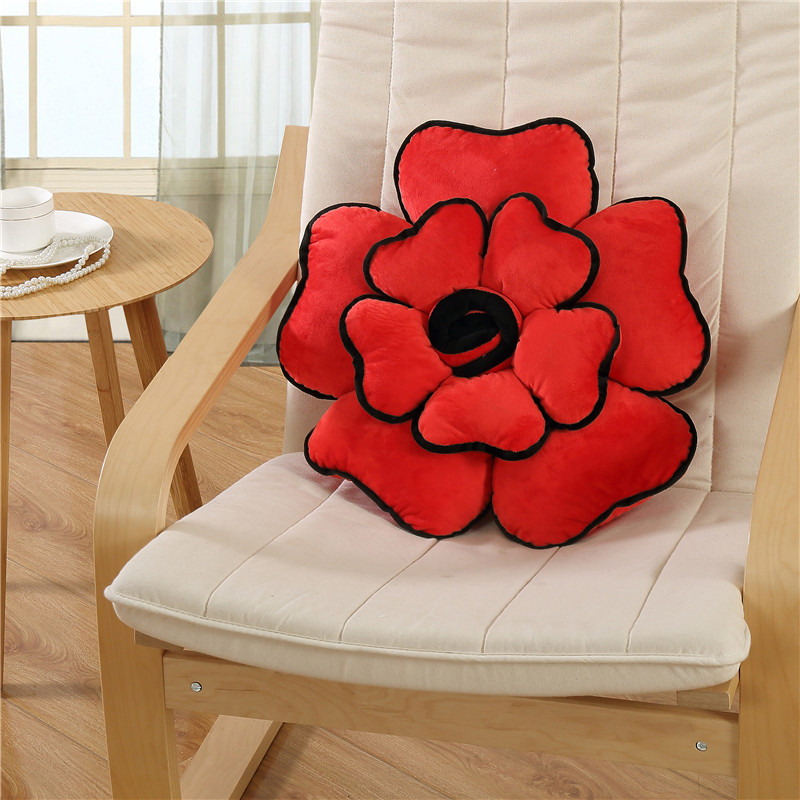 2024新款花朵坐垫抱枕 直径50X50cm（个） 大红