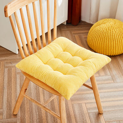 2022新款菠萝绒立体珍珠棉椅垫坐垫 风格二 45x45cm 黄色