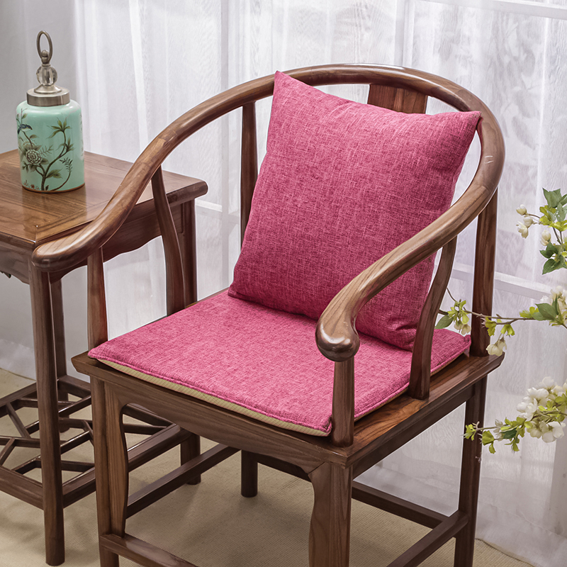 中式红木沙发坐垫办公室椅子垫子太师椅餐椅垫茶椅垫圈椅座垫定制 坐垫38*44厚3cm 玫瑰红