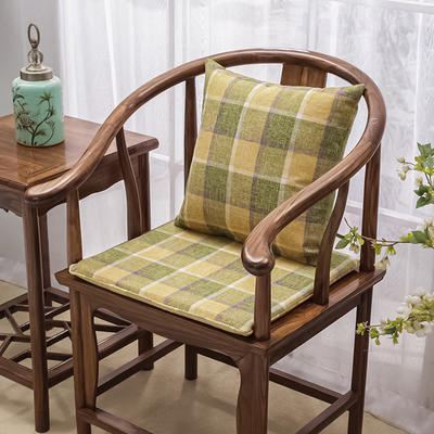 中式红木沙发坐垫办公室椅子垫子太师椅餐椅垫茶椅垫圈椅座垫定制 坐垫38*44厚3cm 格子绿色