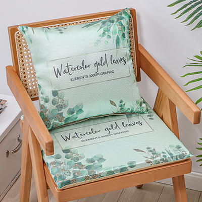 冰丝数码印花坐垫抱枕夏天凉席坐垫椅垫海绵芯椅垫 坐垫45X45厚3cm 绿色心情