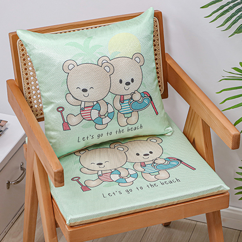 冰丝数码印花坐垫抱枕夏天凉席坐垫椅垫海绵芯椅垫 坐垫45X45厚3cm 小浣熊