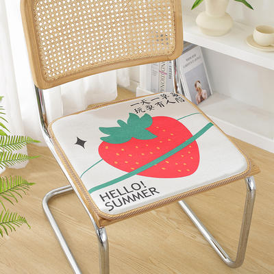 2024新款数码印花冰丝椅垫坐垫夏天透气舒适办公室坐垫 45x45cm 草莓