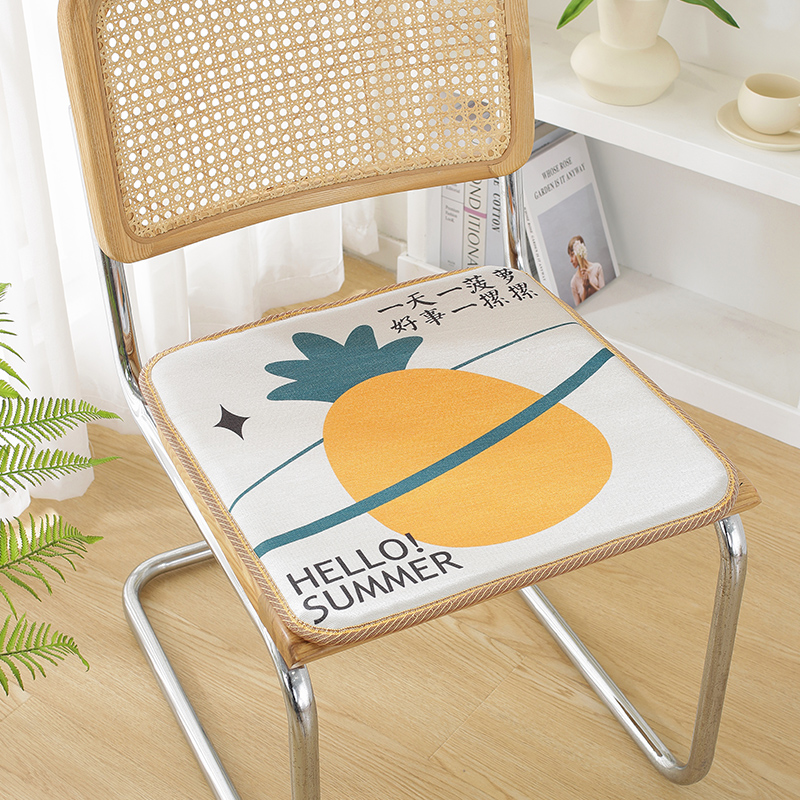 2024新款数码印花冰丝椅垫坐垫夏天透气舒适办公室坐垫 45x45cm 菠萝