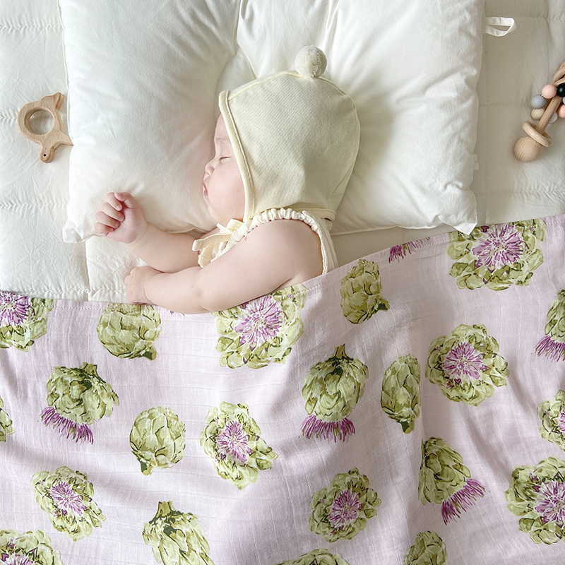 2023新款MB婴幼儿竹棉薄盖毯 120×120cm 蔷薇