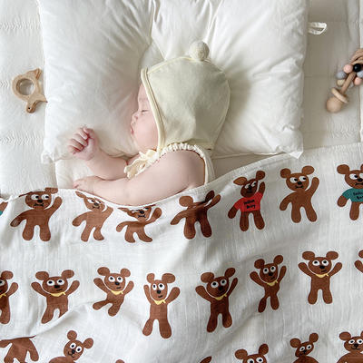 2023新款婴幼儿竹棉薄盖毯 120×120cm 嗨皮熊