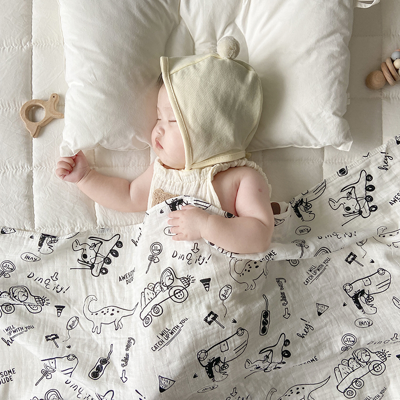 2023新款婴幼儿竹棉薄盖毯 120×120cm 涂鸦恐龙