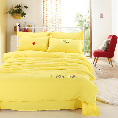 水洗棉四件套(床单款) 1.5米/1.8米 黄色
