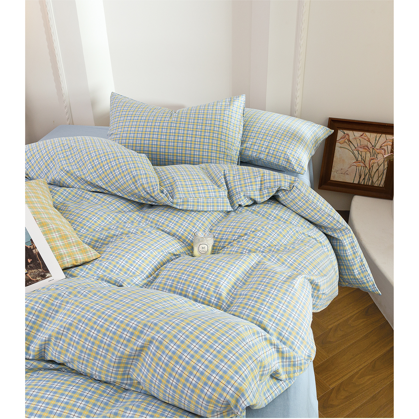 2025新款加厚水洗棉（面料） 晴天-兰