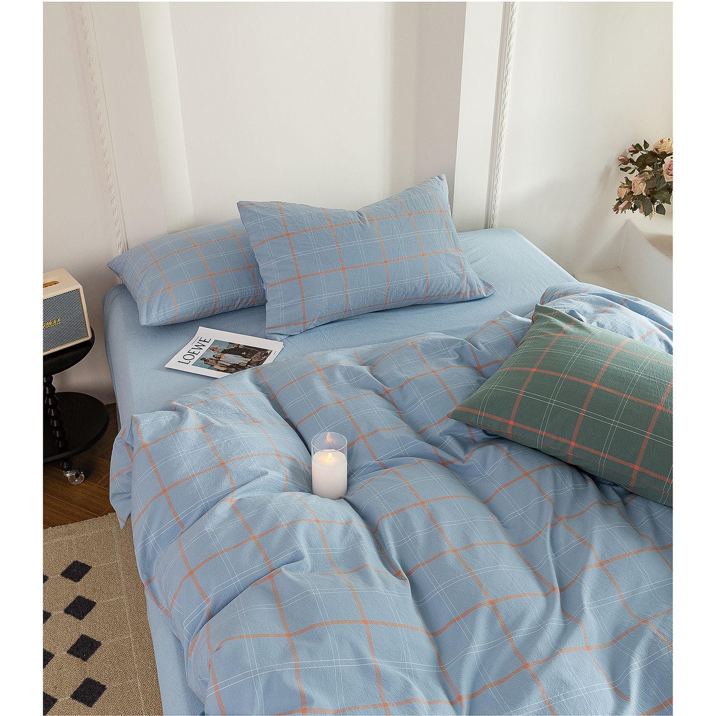 2025新款加厚水洗棉（面料） 麦田-兰