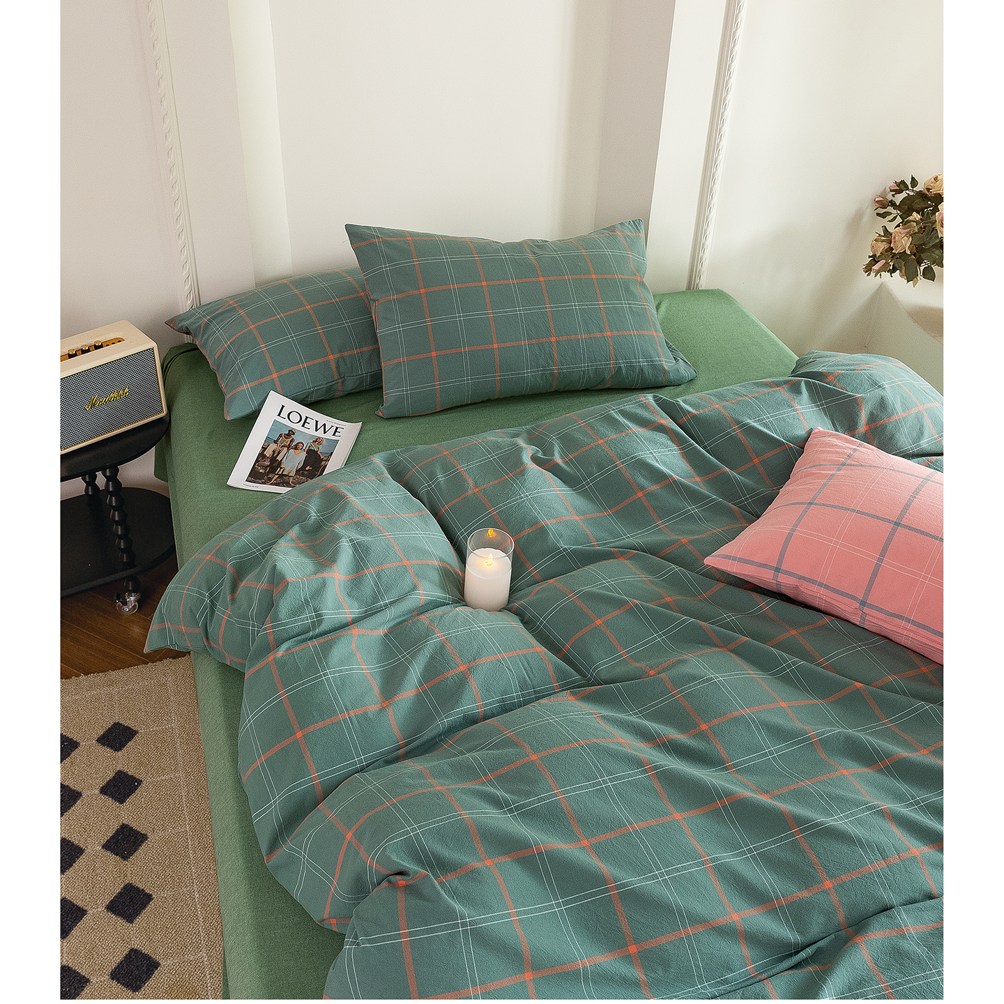 2025新款加厚水洗棉（面料） 麦田-绿