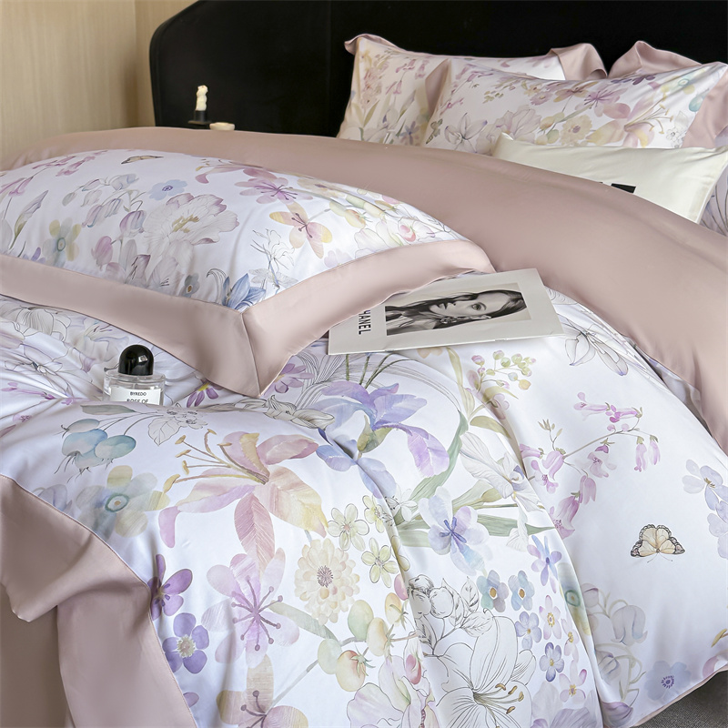 2025新品-50支天丝莱赛尔数码印花夏被+四件套（礼盒包装）