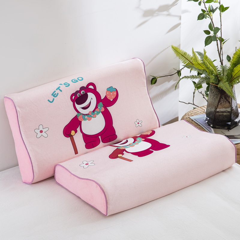 2024新款迪士尼水晶绒乳胶枕头枕芯枕套 含乳胶芯 27*44/6+6cm 草莓熊