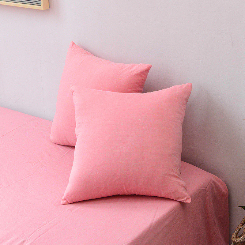 全棉色织水洗棉单品抱枕套 45x45cm/对 粉红色