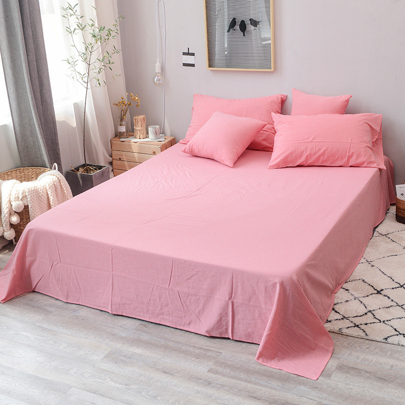 全棉色织水洗棉单品床单 240*250（单床单款） 粉红色
