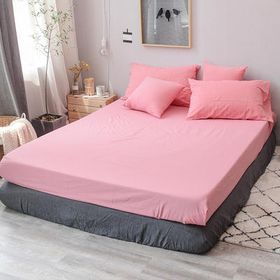 全棉色织水洗棉单品床笠 150*200+25（单床笠款） 粉红色