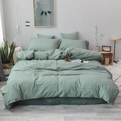 柠萌家居 全棉色织水洗棉对多规格四件套四件套 1.5m（5英尺）床单款（四件套） 一抹绿
