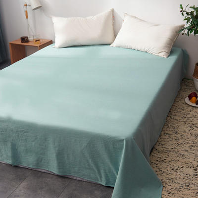 2021新款水洗棉单床单全棉色织同步新款花色 240cmx250cm 绿白细条