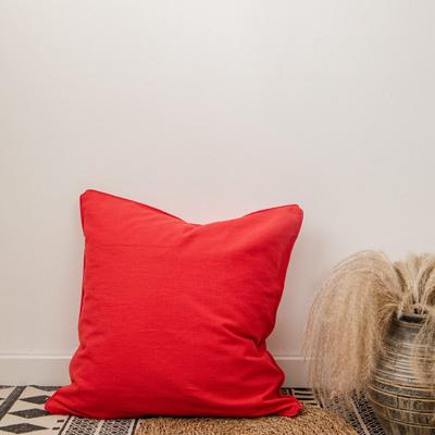 2021新款-纯色棉麻抱枕----嵌绳款 45*45cm含芯/只 绯红