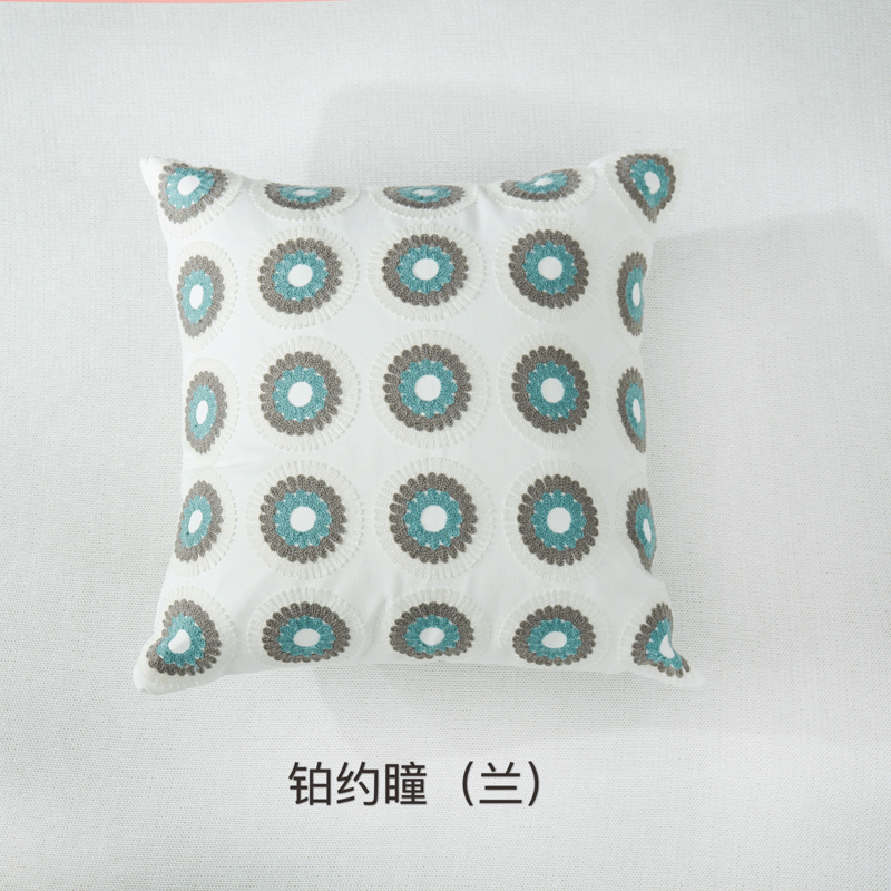 2018新款刺绣抱枕正方形 45x45cm 铂约瞳（蓝）