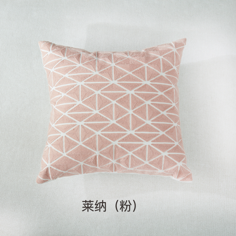 2018新款刺绣抱枕正方形 45x45cm 莱纳（粉）