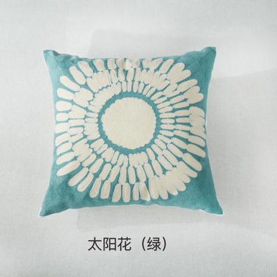 2018新款刺绣抱枕正方形 45x45cm 太阳花（绿）
