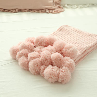 2018新款毛线球球公主毯 150*200cm 粉色