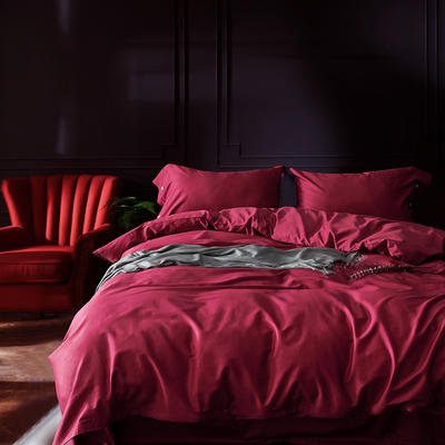 60s贡缎长绒棉纯色四件套 1.2m（4英尺）床 6022珊瑚红