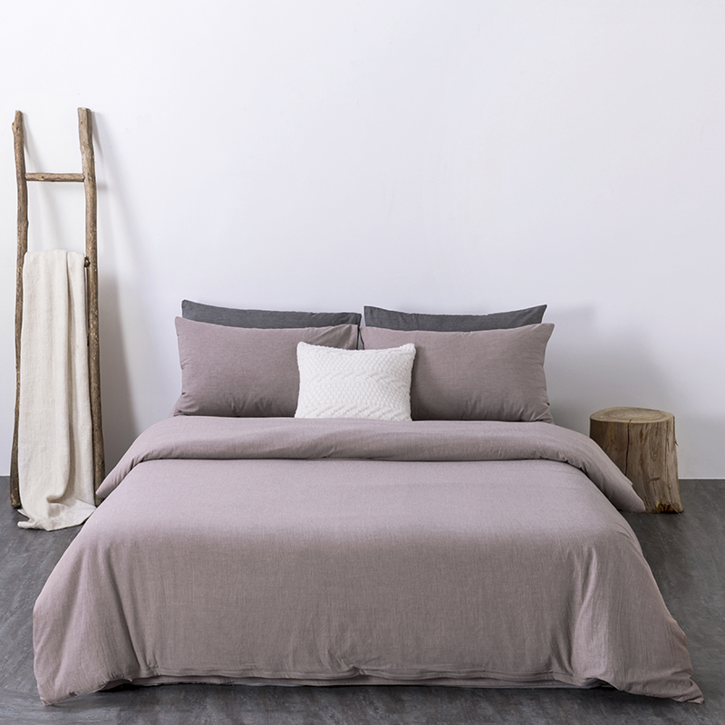 2022年新款日式简约色织水洗棉四件套全棉纯棉床被单床上用品床笠被套加厚-纯色系列 1.5米床单款四件套 豆沙