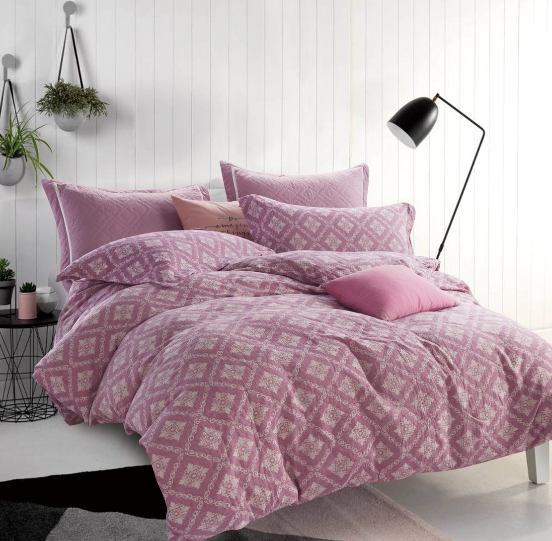 2018新款-全棉多层水柔色织提花四件套 1.5m(5英尺)床 拉普兰德(红)