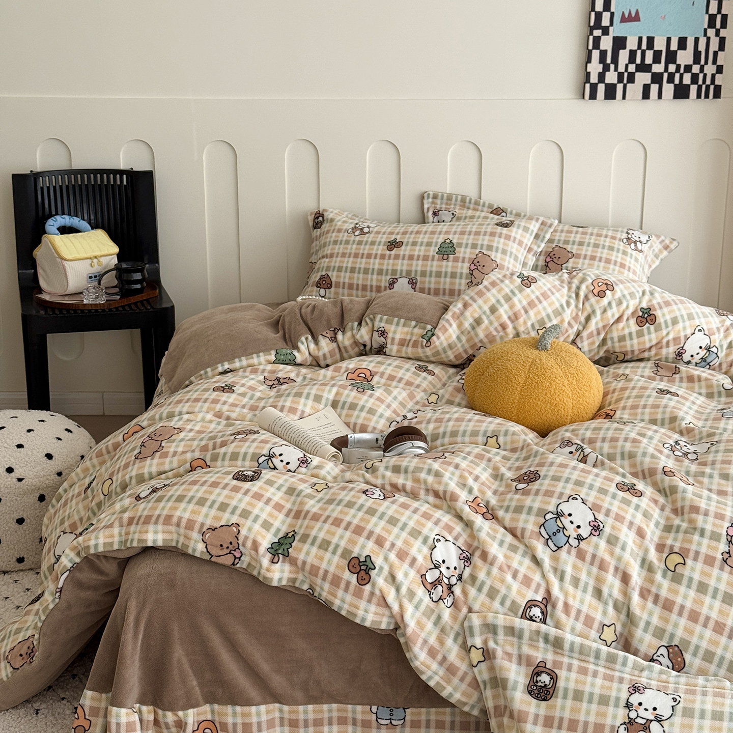 2025新款牛奶绒印花四件套 萌宠乐动