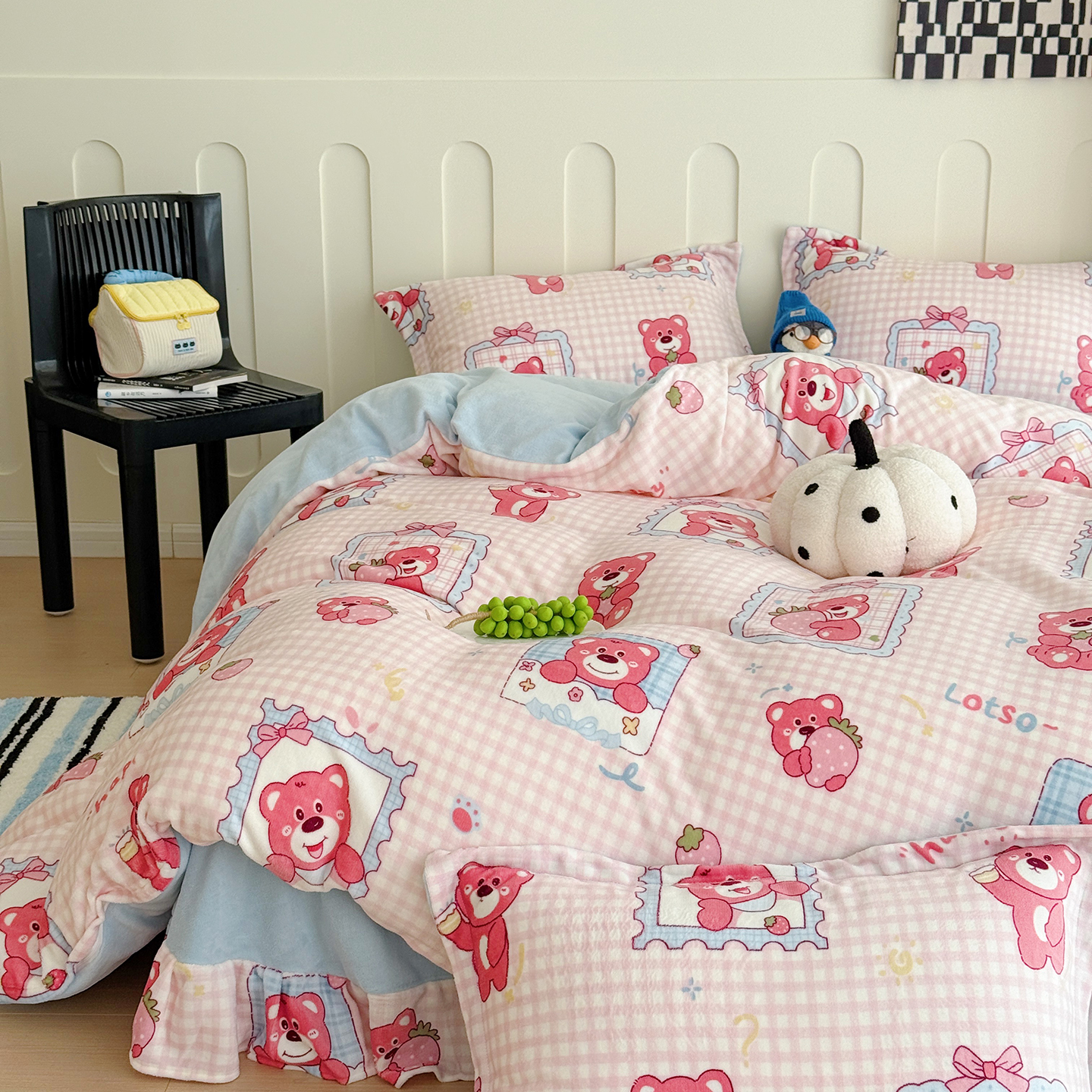 2025新款牛奶绒印花四件套 快乐回忆