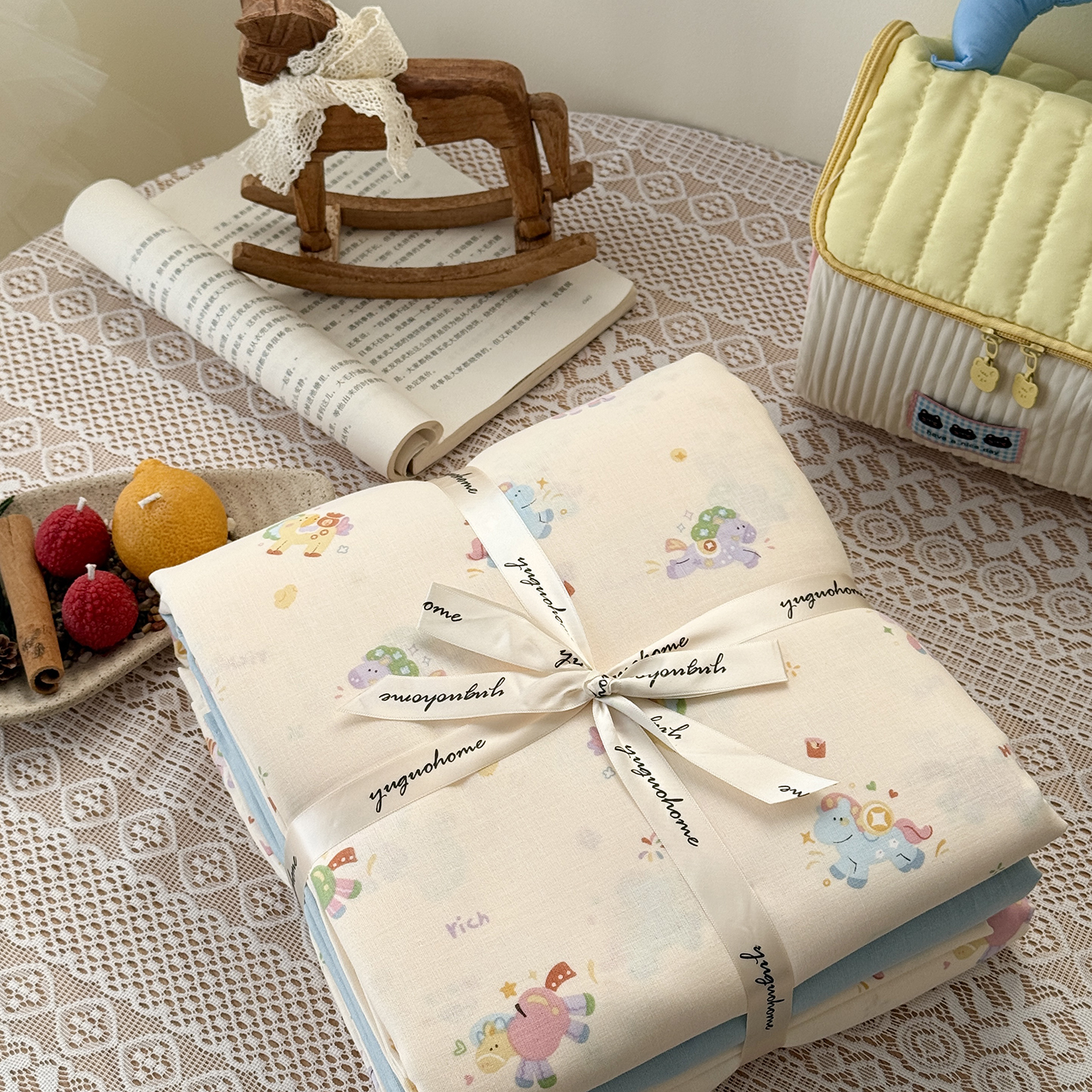 2026新款全棉双层纱四件套 星光小马