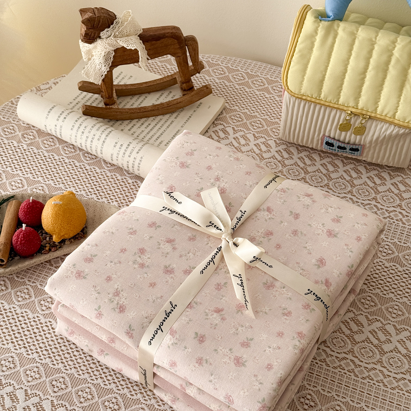 2026新款全棉双层纱四件套 夏礼粉