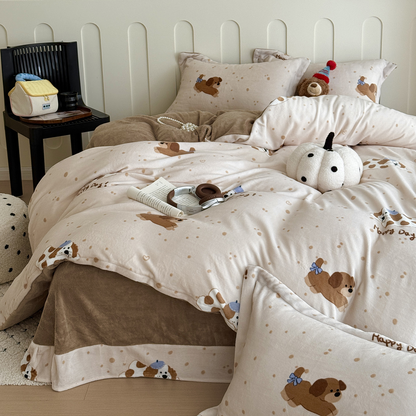 2025新款牛奶绒印花四件套 幸福伴侣