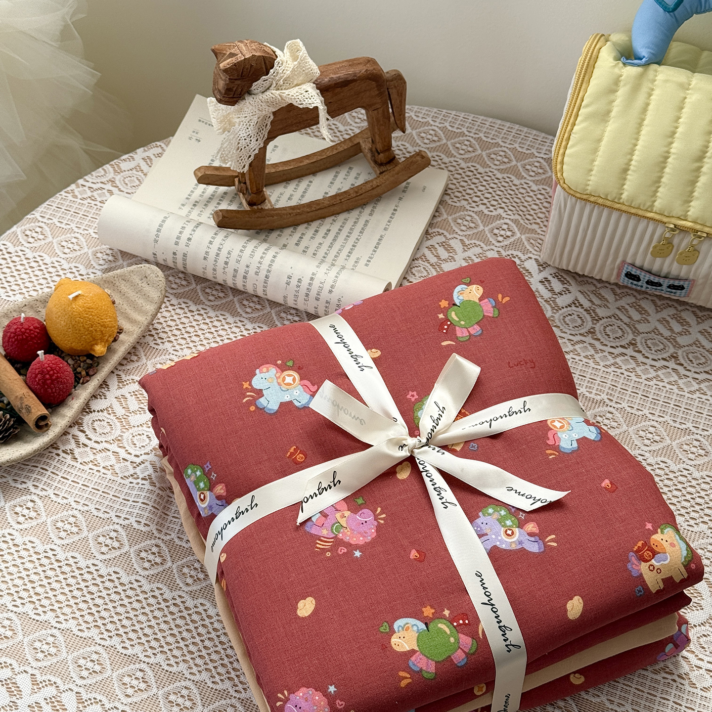 2026新款全棉双层纱四件套 星光木马