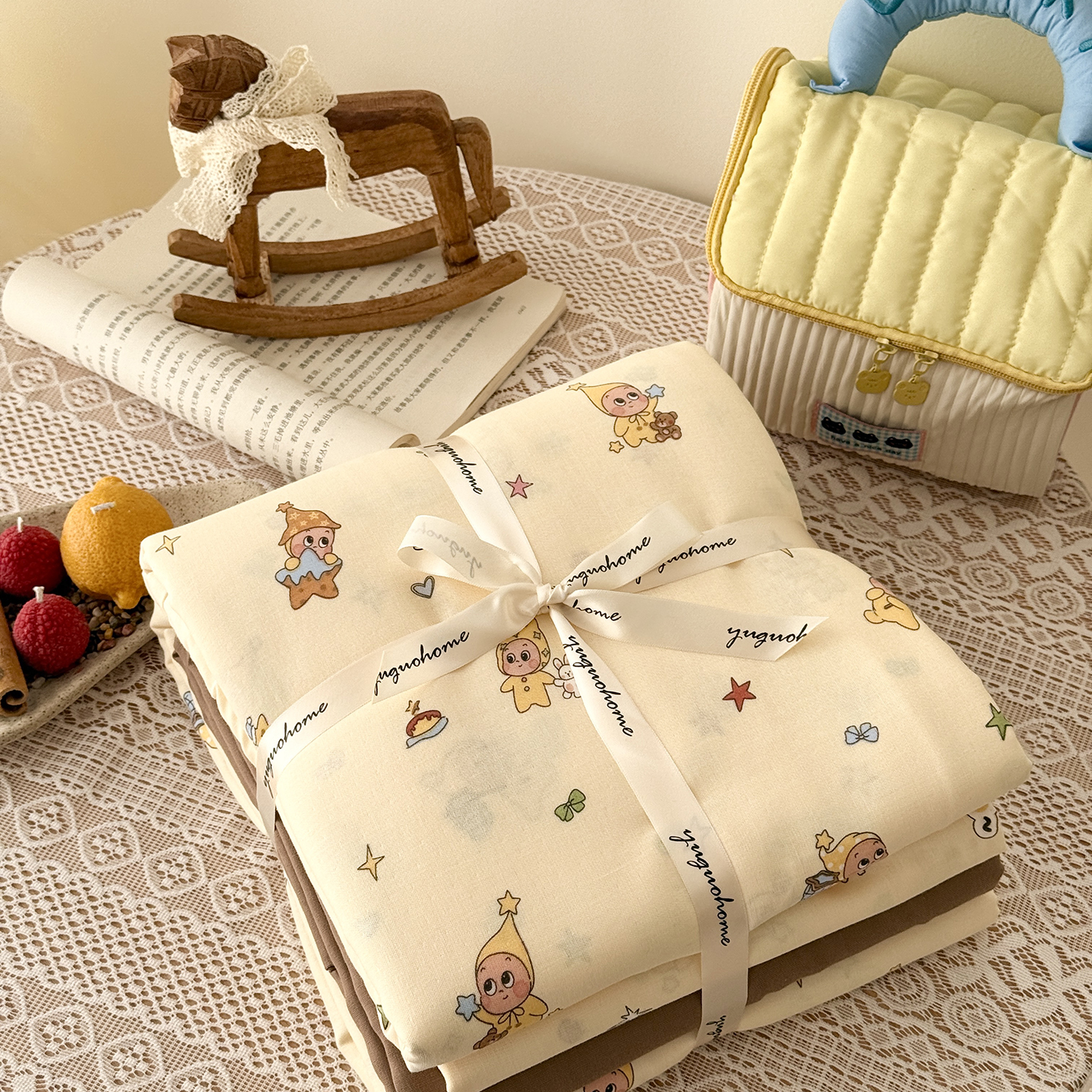 2026新款全棉双层纱四件套 可爱星人