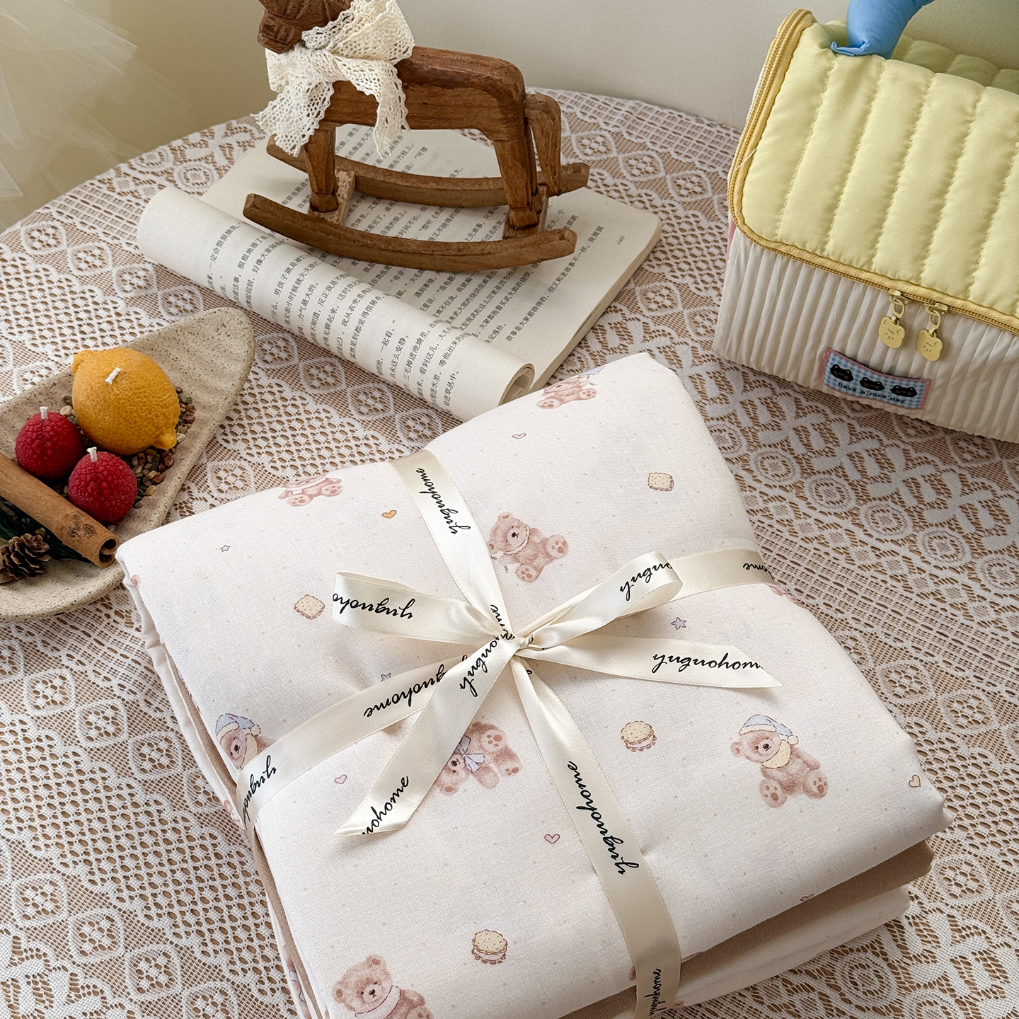 2026新款全棉双层纱四件套 乖乖熊