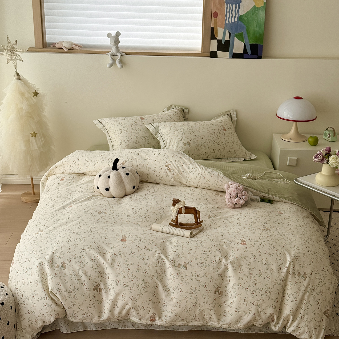 2026新款全棉13370四件套（3） 月兔花园